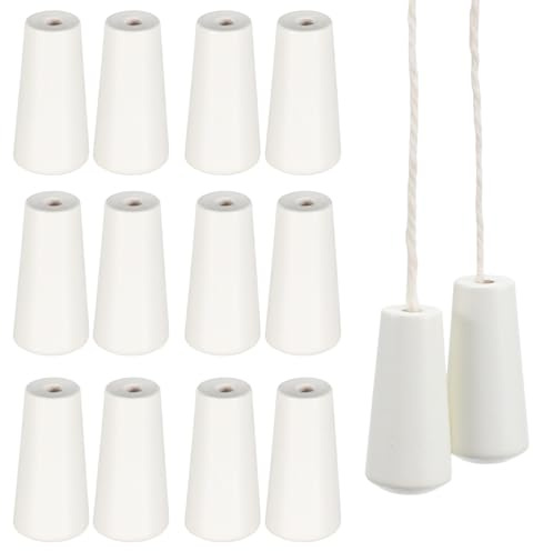 SMASOLO 12pcs Wooden Clock Pendant Cord Pull Ends Window Decorative Beige Cord Drops for Window Blind Blind Tassels Knobs