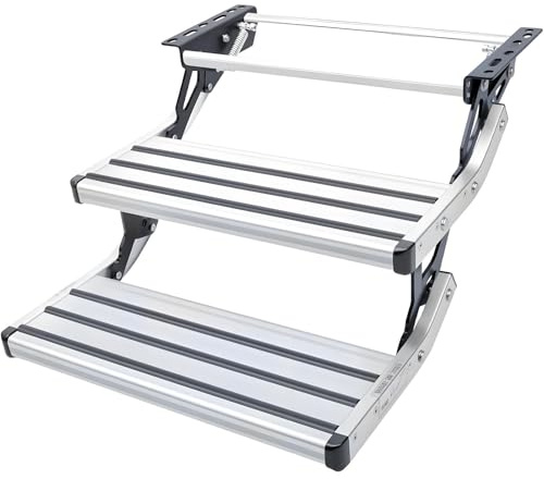 PioMue Marchepied électrique rétractable pour Camping-Car avec éclairage LED, marchepied Manuel Rabattable et Pliable, antidérapant, pour Camping-Car, remorque et Caravane. Manual-Double-Layer