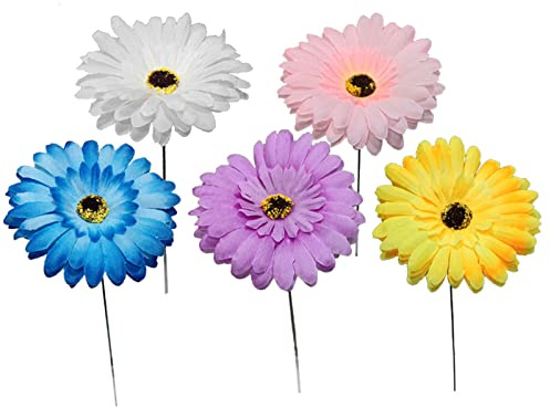 MZRAN 5 Stück Simulation Afrika Chrysantheme Gartenstecker Metall Ornamente Dekoration Zubehör Neujahr Geburtstag Geschenk Hofpfähle