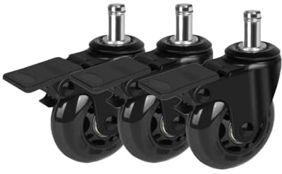 3/5 Stück Bürostuhlrollen mit Bremse, 3 Zoll, universell geeignet for Teppich- und Hartholzböden, passend for die meisten Stühle(3pcs 10mm,3in)