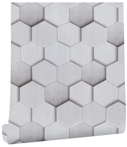 Wandpaneele Selbstklebend DIY wasserdichte Wandaufkleber 3D-Druck schälen und kleben Faux Ziegel Stein Tapete Vinyl selbstklebendes Papier(Silver,45x600cm)