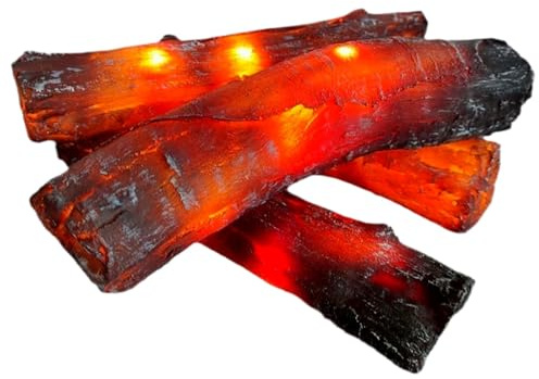 Flameless Electric Fireplace Logs with Realistic LED Artificial Fire Flames, Plug-in Indoor Fake Fireplace Home Decor Fireplace Lights for Christmas, Weddings, Bars, Stores (18CM)
