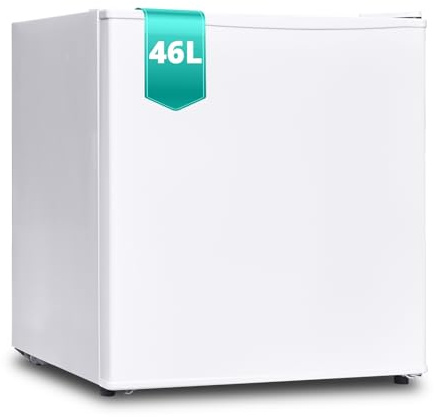 SMETA 46L Mini Kühlschrank, Klein Kühlschrank Leiser 39dB, Getränkekühlschrank 6-Stufen Thermostat 0-10°C, mit wechselbarem Türanschlag für Zuhause Büro Camping Schlafzimmer, Weiß