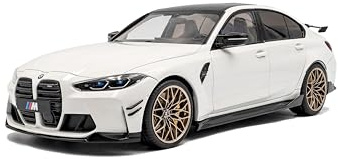 Solido BMW M3 (G80) – Sportlimousine mit Doppelniere, Schwarze Akzente, Bronze-Felgen, Aerodetails, Diecast Modellauto, Alpinweiß Uni, 1:18