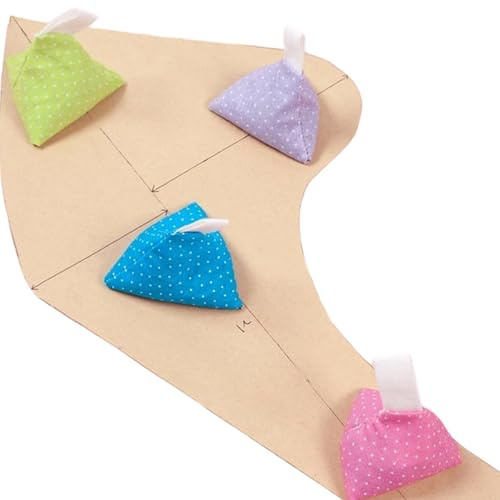 Pesos de costura para cortar patrones de costura, 4 pesos triangulares de papel con un mango, pesos para coser, acolchar, manualidades, escritura, dibujo, costura