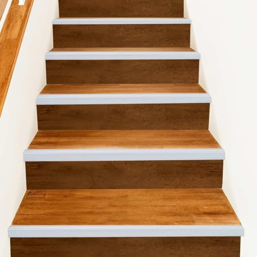 Runheo Perfiles de borde de escalera de aluminio plateado 67 x 3 x 2 cm, 30 unidades con inserto antideslizante para escaleras, escalones, barandillas, pasamanos, escalera de caracol, escalera de