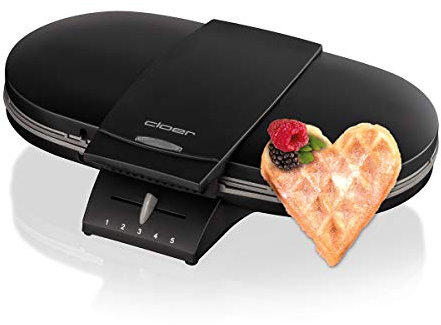 Cloer 1320 Doppelwaffeleisen für zwei klassische Waffeln, 1200 W, Waffelgröße 15,5 cm, optische Fertigmeldung, Edelstahl, schwarz