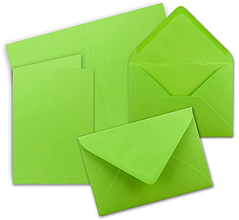 20x Faltkarten Set mit Briefumschlägen DIN A6 / C6 - Hellgrün (Grün) - 14,8 x 10,5 cm (105 x 148) - Doppelkarten Set - Serie FarbenFroh