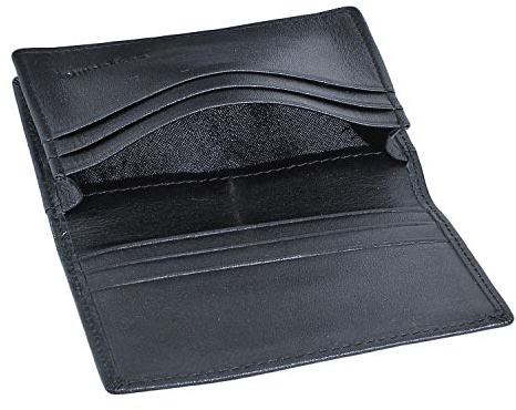 Easyoulife RFID Slim Wallet Men Thin Bifold Front Pocket Wallet Genuine Leather Card Holder (Black)