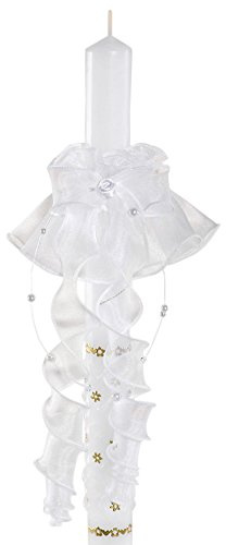 Kerzenschmuck Kerzentuch Kerzenrock Tropfschutz für Kerze Kommunion Taufe Hochzeit Weiß