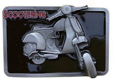 Vespa Offiziell lizenzierte Gürtelschnalle, Schwarz , 9.5cm x 8cm