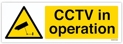 VSafety englisches Schild „Cctv In Operation“, Querformat, 300 x 100 mm, 2 mm Hartplastik