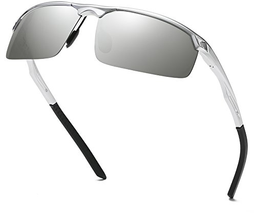 DUCO Retro Polarisierte Sonnenbrille für Herren Metall Fahrerbrille 8550 | 25g Ultraleichte Al-Mg Sportbrille für Männer, UV-Schutz Verspiegelt Linse Kat. 3, Verstellbare Nasenpads, Federscharnier