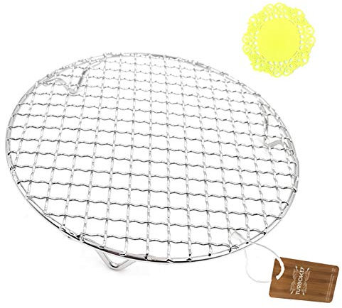 Turbokey Wire Baking Rack for Airfryer/Oven/Sheet Pan with Legs Dia 9.8 Multi-Purpose Round Cooling Cooking Rack Stainless Steel Barbecue Rack/Carbon Baking Net/Grill/Pan Grate (250mm/9.8)