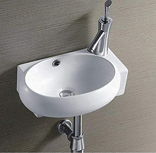 Lavabo da appoggio in ceramica, piccolo ovale bianco, 34,5 x 28 x 14