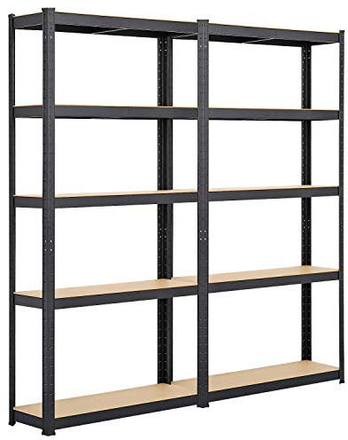 Yaheetech 2X Schwerlastregal 180x90x30 cm Metallregal mit höhenverstellbaren Ablagen Werkzeugregal bis 875 kg belastbar Garagenregal 5 MDF Platten