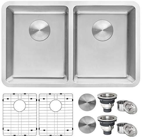 Ruvati 28-in 16-Gauge 50/50 Undermount Double Bowl Kitchen Sink - RVM5077