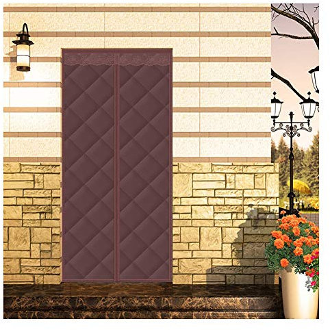 Wärmeschutzvorhang for Tür, Magnet Bildschirm Tür, Winter Selbstansaugend Winddicht Schalldicht Vorhang Benutzt for Balkon Eingangstür 49 Größen WUZMING (Color : Brown, Size : 90x240cm)