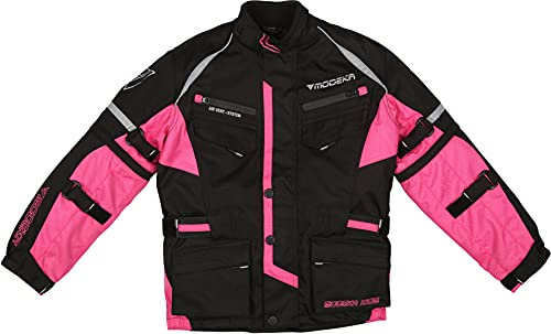 Modeka Tourex II Kinder Motorrad Textiljacke Schwarz/Pink 152