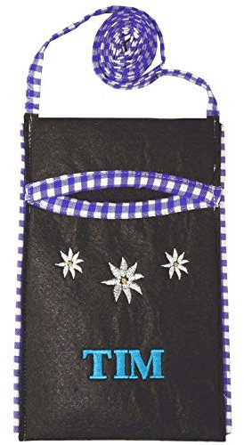 German Wear Trendige Filz Trachtentasche Handytasche für Groß und Klein, Schwarz/Blau