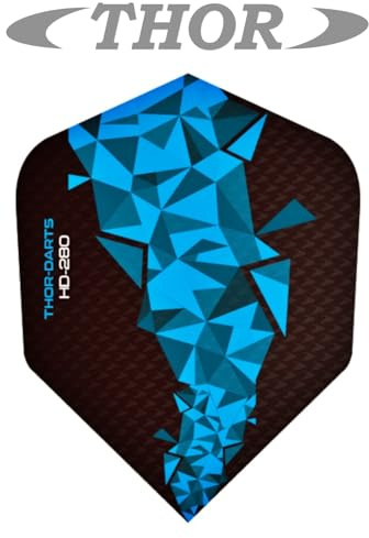 THOR-DARTS®™ Exclusiv-Line: 150 Micron F2 Darts Flights HD-280 schwarz Dart Flys extra Lange haltbar Thickness 150 mic Ultra Strong (30 Stück (10 Set), blau/Blue)