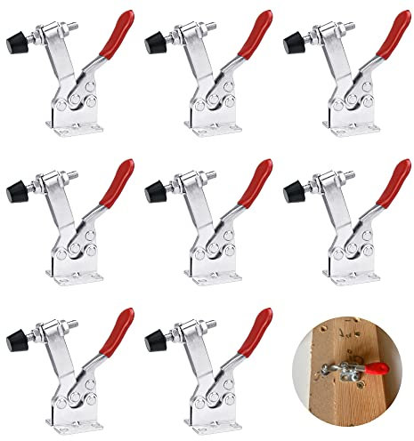 Favengo 8 Stück Kniehebelspanner Schnellspanner GH-201B 90Kg/198Lbs Fassungsvermögen Horizontal Toggle Clamp Haltekraft Waagrechtspanner Anti-Rutsch Knebelklemme Handwerkzeuge für Maschinenbetrieb