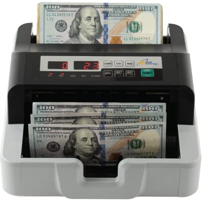 Royal Sovereign Contatore di banconote ad alta velocità USD con rilevamento di contraffazioni UV/MG, contatore di denaro ad alto volume, modalità aggiunta e batch (RBC-100N)