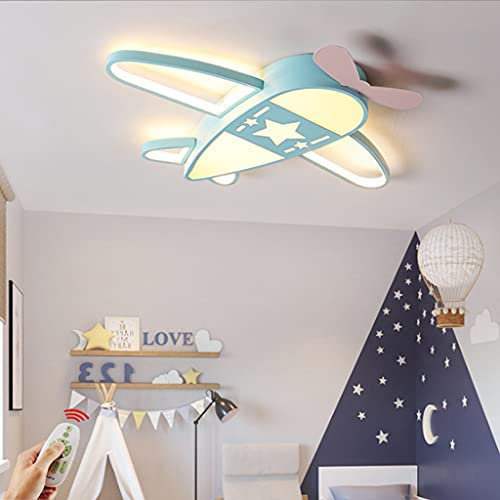 LED Deckenleuchte Für Kinder Kreativ Flugzeug Design Moderne Dimmbar Fernbedienung Deckenlampe Junge Schlafzimmer Deckenlicht Acryl Schirm Kinderzimmer Deko Leuchte Babylampe Dimmlüster,Blau,59cm