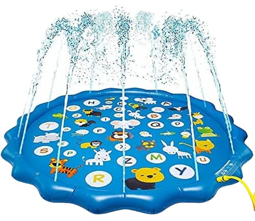 Splash Pad - rutschfeste Wasserspielzeuge Spielmatten für Kleinkinder - Outdoor-Wassersprinkler für Kinder und Haustiere Wasserspielmatte - Kinder-Sprinkler-Spritzmatte für Sommer im Garten (170cm)