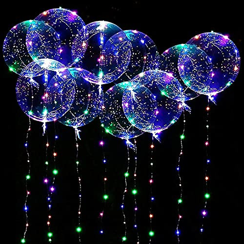 Hileyu Ballons Lumineux 10 Packs Guirlande Lumineuse LED Bobo avec Lumières de Pieds pour Anniversaire, Mariage Saint Valentin Décoration Fête Noël multicoloured