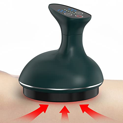 KTS Dispositivo de terapia de ventosas, máquina de raspado al vacío para aliviar el dolor, masajeador de succión con 9 niveles de succión y calentamiento, Gua Sha para dolor muscular, Negro, FG-01A
