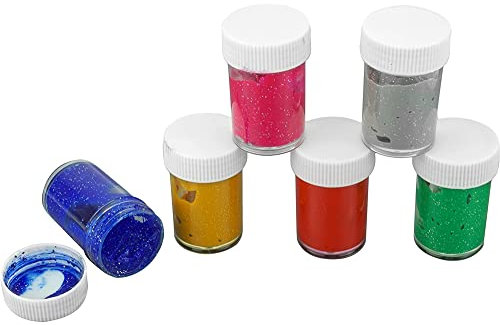 SRV Hub® 6 Stück Kinder-Bastelfarben (25 ml) Aquarelltöpfe Kinderfarben sicher und ungiftig, Kunst und Basteln ab 3 Jahren (Glitzer-Bastelfarben)