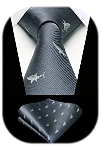 HISDERN Herren Krawatten Hochzeit Tiermuster Taschentuch Klassisch Business Krawatte und Einstecktuch Set
