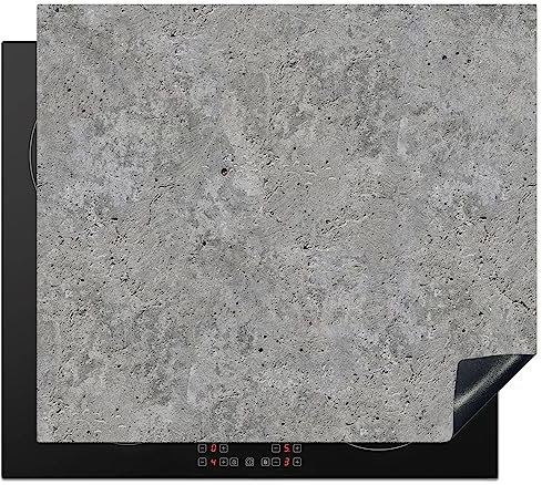 KitchenYeah© Herdabdeckplatte Einteilig Herdabdeckung Abdeckplatte für Ceranfeld Abdeckung Induktionskochfeld Aufrollbare Matte Beton - Schiefer - Grau - Design - 60x52 cm