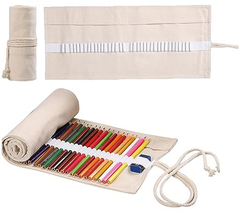 Eabdice Federmäppchen, Hohe Kapazität Pinseltasche, Buntstift-Rolle Pencil, 48 Slots Bleistift Rolle, zur Aufbewahrung von Bleistiften, Pinseln und Kugelschreibern