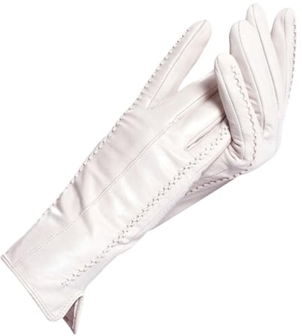 HEYDHSDC Damen Lederhandschuhe, Echtleder Hellgrau Warme Damen Winterhandschuhe, Schaffellhandschuhe Weiblich Beige 7.5