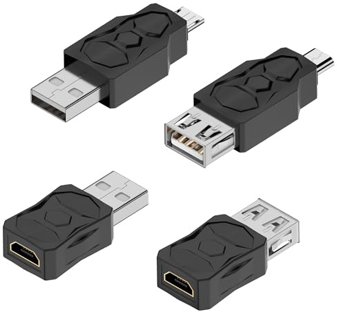 GELRHONR 4er-Pack USB auf Micro USB Adapter, USB 2.0 Stecker auf Micro USB Buchse Konverter, unterstützt 5V / 2A Aufladen, 480 Mbps Datenübertragung für Flash Drive, Maus, Tastatur
