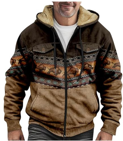 HSUAYEUD Parka Lammfell Herren,Ubergangs Jacke Herren Fleecejacke Herren Daunenjacke Mit Kapuze Herren Coat Herren Camouflage Herren Jacke Herbst Jacken Für Männer(XXL,Hellbraun)