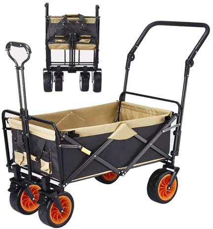 NRNQMTFZ Rollwagen auf Rädern, robuster Gartenwagen,Transportwagen Klappbar,Deal für die Aufbewahrung im Freien,für den Garten Camping Kinder, 200 kg belastbar(Style A)