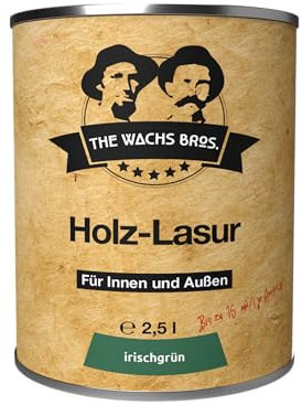 the wachs bros. Holzlasur für Innen und Außen - 2,5 L - Holzlasur Grün - natürliche Inhaltsstoffe - dauerhafter Schutz