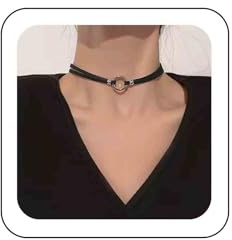 Xmsrn Vintage Geschichtet Samt Choker Halskette Silber Hohlkreis Choker Halskette Kurz Schwarz Wildleder Halskette Boho Schwarz Leder Halskette Schmuck Für Frauen Und Mädchen (Silber)