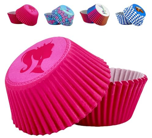MORAINJAY 100 pirottini di carta per cupcake, pirottini per muffin, per dolci fatti in casa, carta per cupcake per feste a tema Barrbie rosa, matrimoni, feste di compleanno