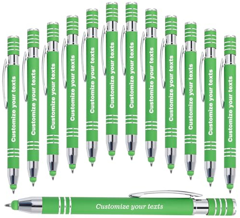 KOLOWKO Personalisierter 2-in-1-Kugelschreiber mit Stylus, bis zu 1000 Stück/Individuelle Gravur mit Namen, Text, Botschaft – Kugelschreiber für Geschäft, Abschluss, Jubiläum, Kommuniongeschenke