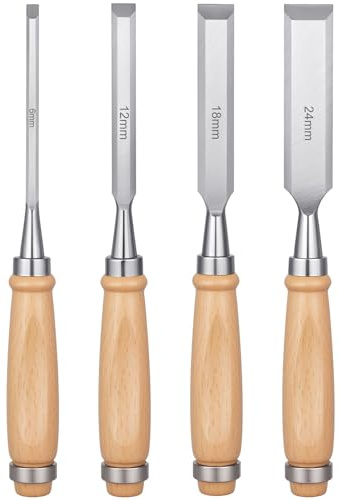 4 Piece Wood Chisel, Professional Wood Woodworking Tools Set,Bevel Edge Chisel Set