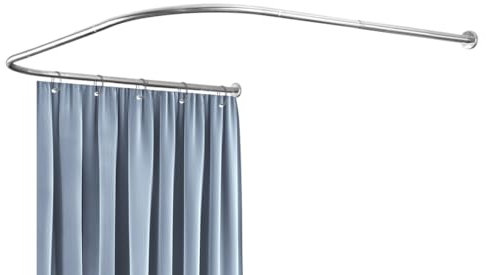 BAOYOUNI Duschvorhangstange U Form, Ecke Duschstange aus Edelstahl, Bohrmontage Duschvorhangstangenhalter für Badezimmer, Badewanne, Umkleidekabine, Private Räume, (90-130) x 110cm, Silber
