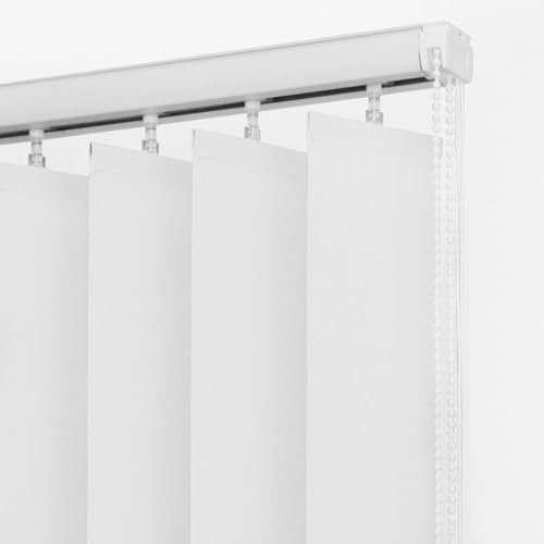 Weiß Lamellenanlage Lamellenvorhang Vertikaljalousie Blickdicht Jalousie Sonnenschutz lichtdurchlässig Tür Fenster Lamellen Rollo Schiebegardine,mit Zubehör,Anpassbare Größe (145cm x 100cm)
