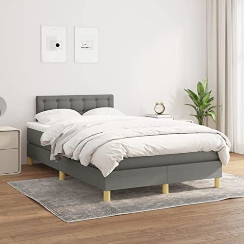 qohoio Boxspringbett mit Matratze Dunkelgrau 120x200 cm Bett Boxspringbett Bett Mit Matratze Schlafzimmer MöBel Polsterbett Stoff - 3140922