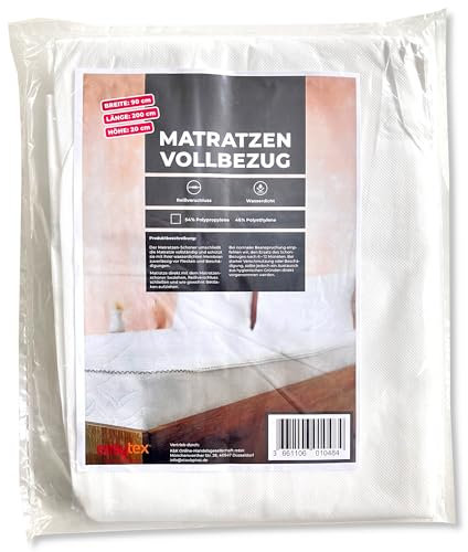 Easytex Matratzenbezug, wasserdichter Schonbezug mit Reißverschluss, für persönliche Behaglichkeit bei Übernachtung in Hotel, airbnb, Ferienwohnung usw. Matratzenschoner Vollbezug 90x200 cm