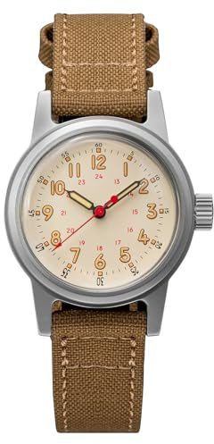 TACTICAL FROG Thorn 36 mm G11 NH35 automatische Militäruhr C3 leuchtend bis 10 ATM wasserdicht, Beige, Classic