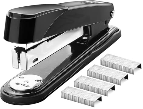 MVPACKEEY Heavy Duty Stapler - Desktop Staplers - Office Stapler - Staple Remover Tool - Black - 50 Sheet Capacity - 16.3x6.5cm - Classic Style